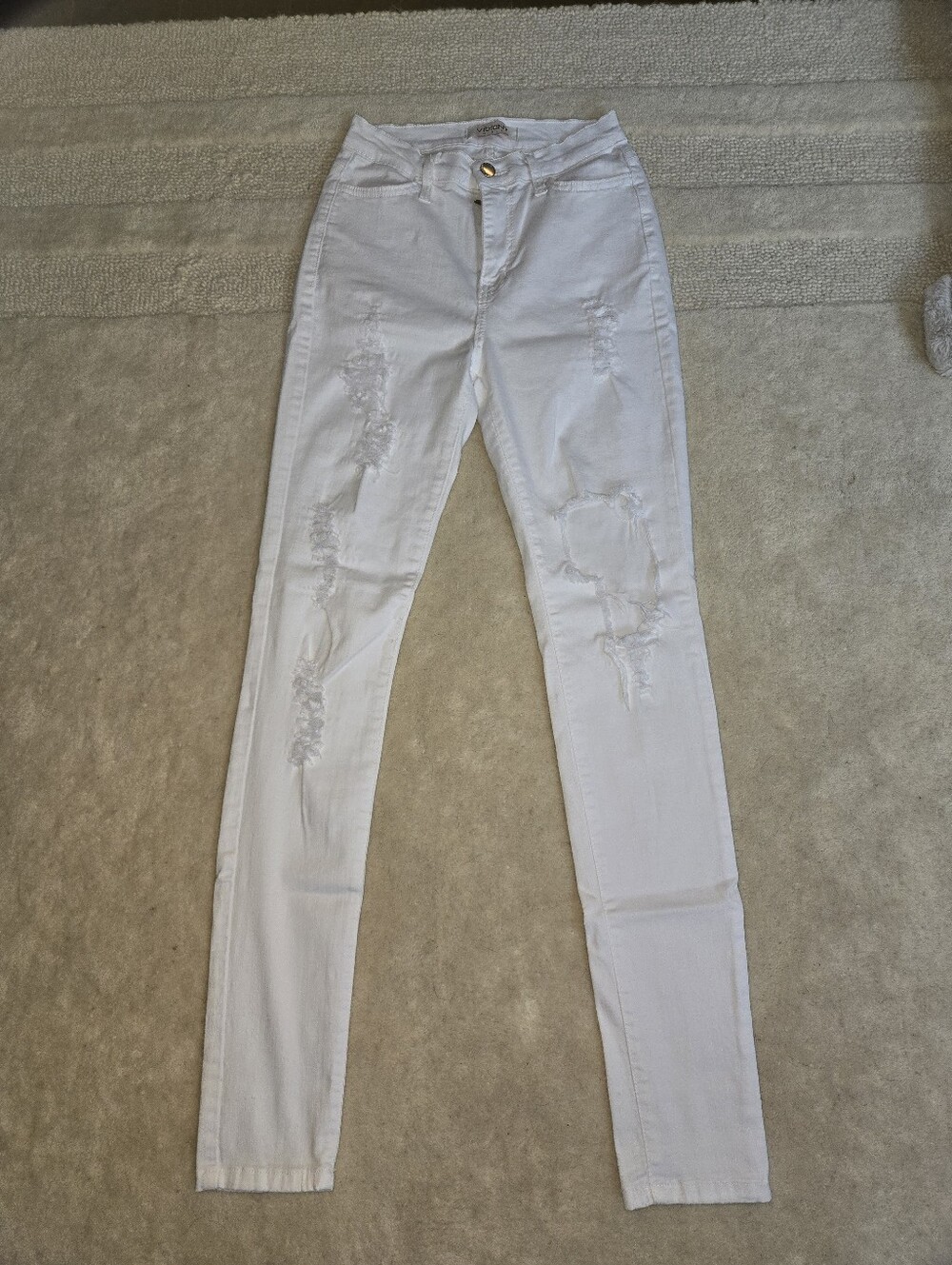 VIBRANT White Skinny Ripped Jeans Size 7